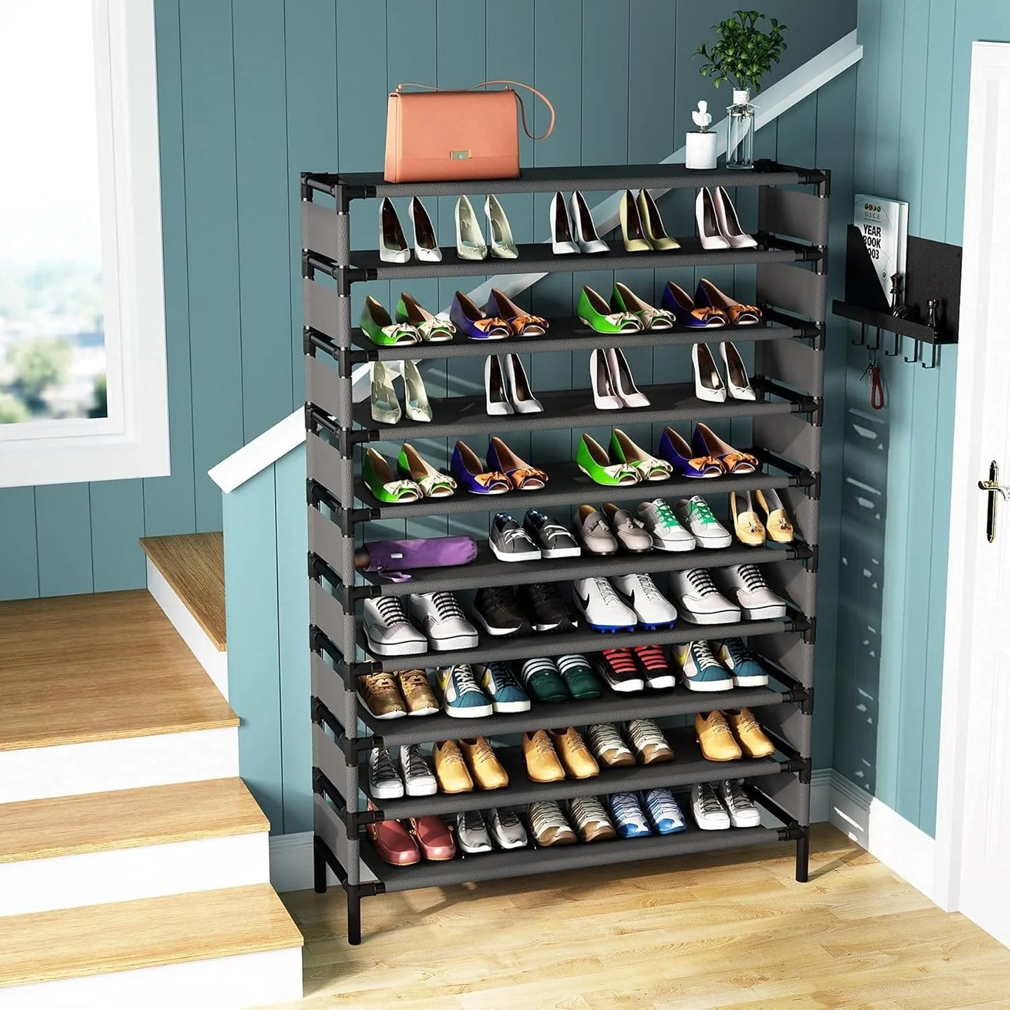 Versatile Multi-Layer Storage Rack for Shoes and Books