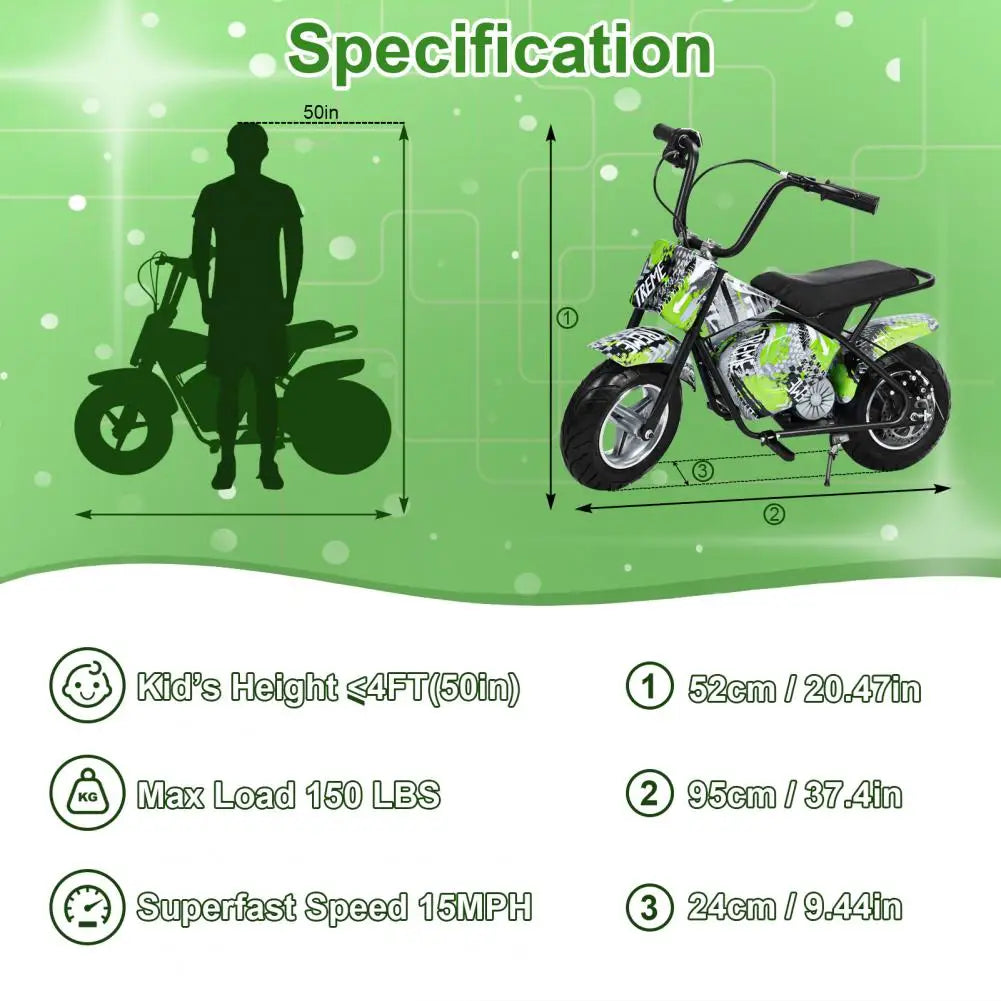 Displacement 24V Kids Electric Dirt Bike 250W Off Road