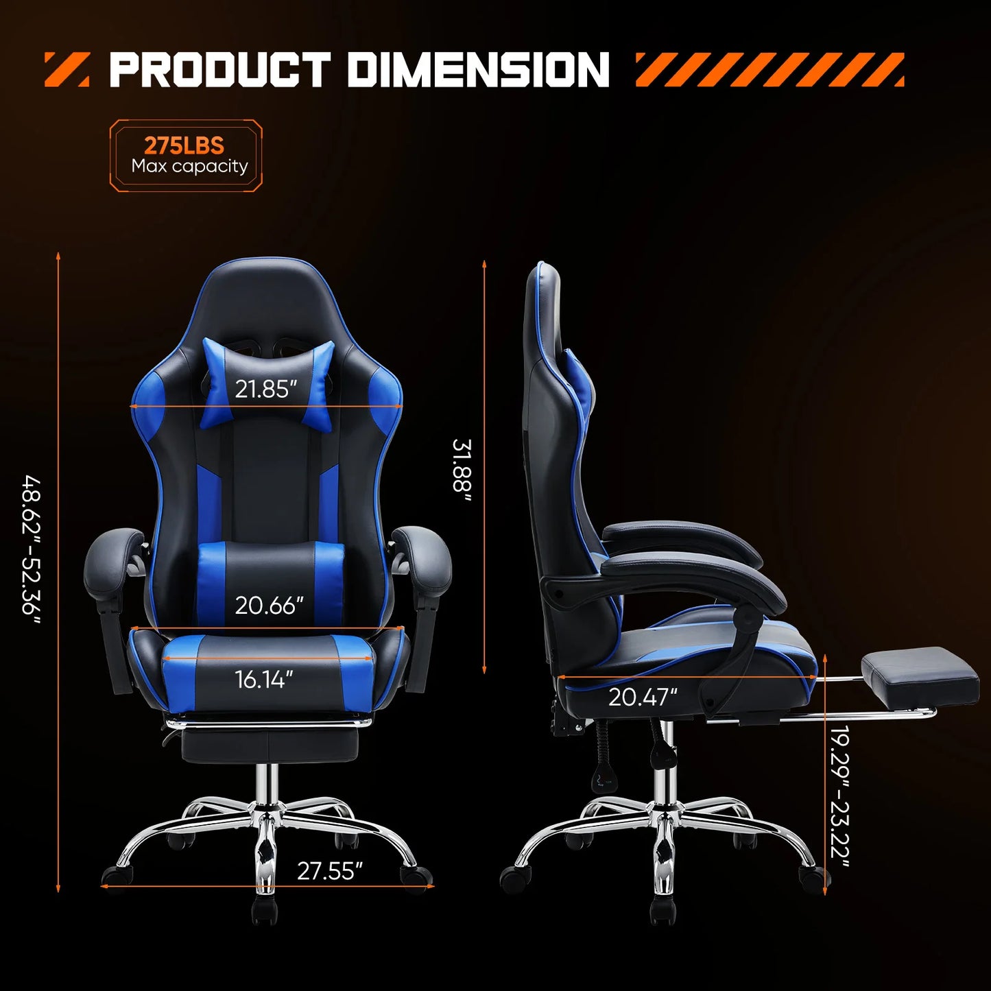 Ergonomic Racing Gaming Chair with Adjustable Support and Comfort