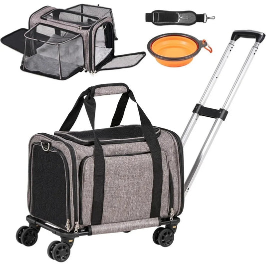 ANGDUO Airline Approved Pet Carrier with Wheels for Travel