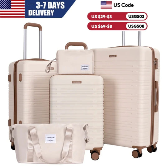 Amalodie 3 Piece Hardside Luggage Set with Spinner Wheels