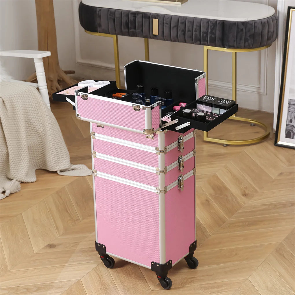 Guangdong Makeup Trolley Case 4 In 1 With Wheels Lock