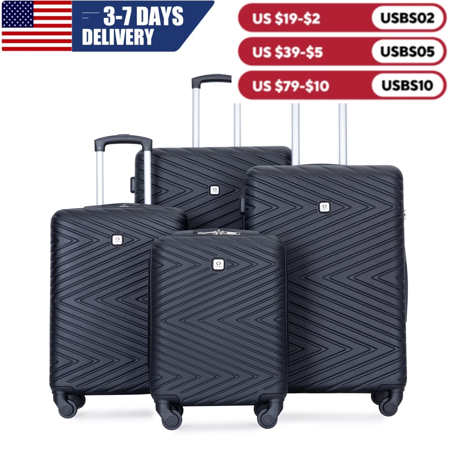 Travelhouse 4-Piece ABS Spinner Luggage Set TSA Lock