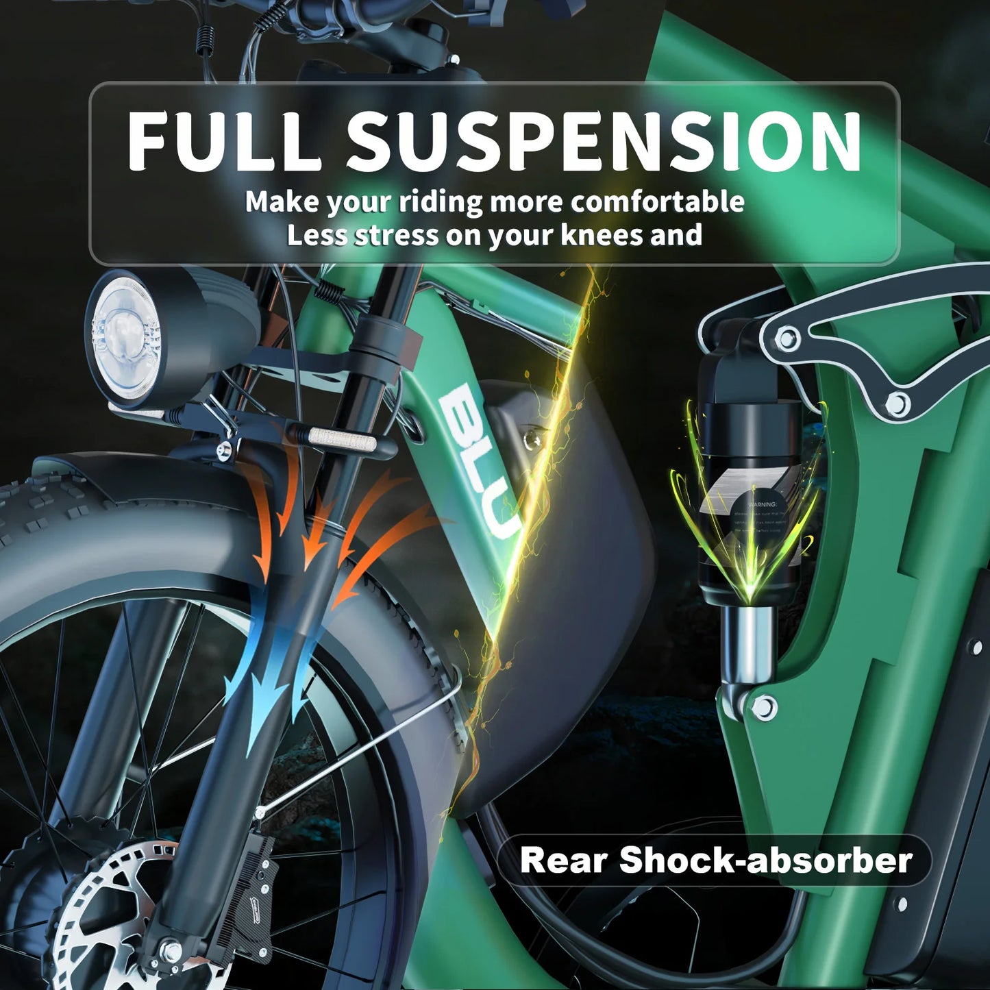 Zeegr Fat Tire Electric Bike Dual Motor 2000W Suspension