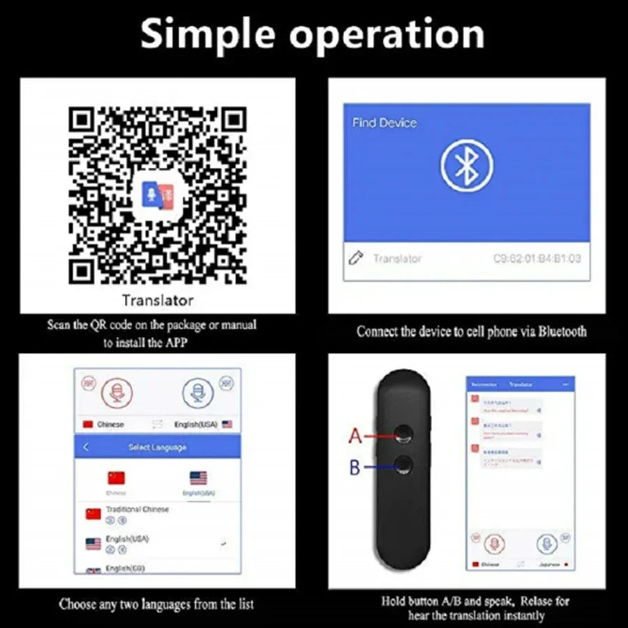 AEVYVKV T4 Portable Wireless Smart Translator 40 Languages