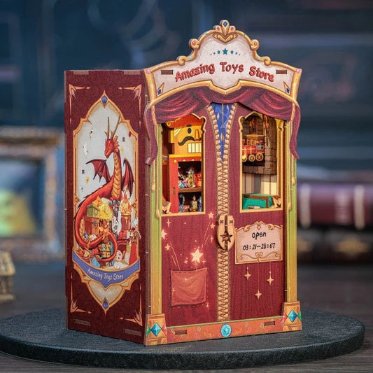Cutebee DIY Book Nook Kit Miniature Wooden Dollhouse Led