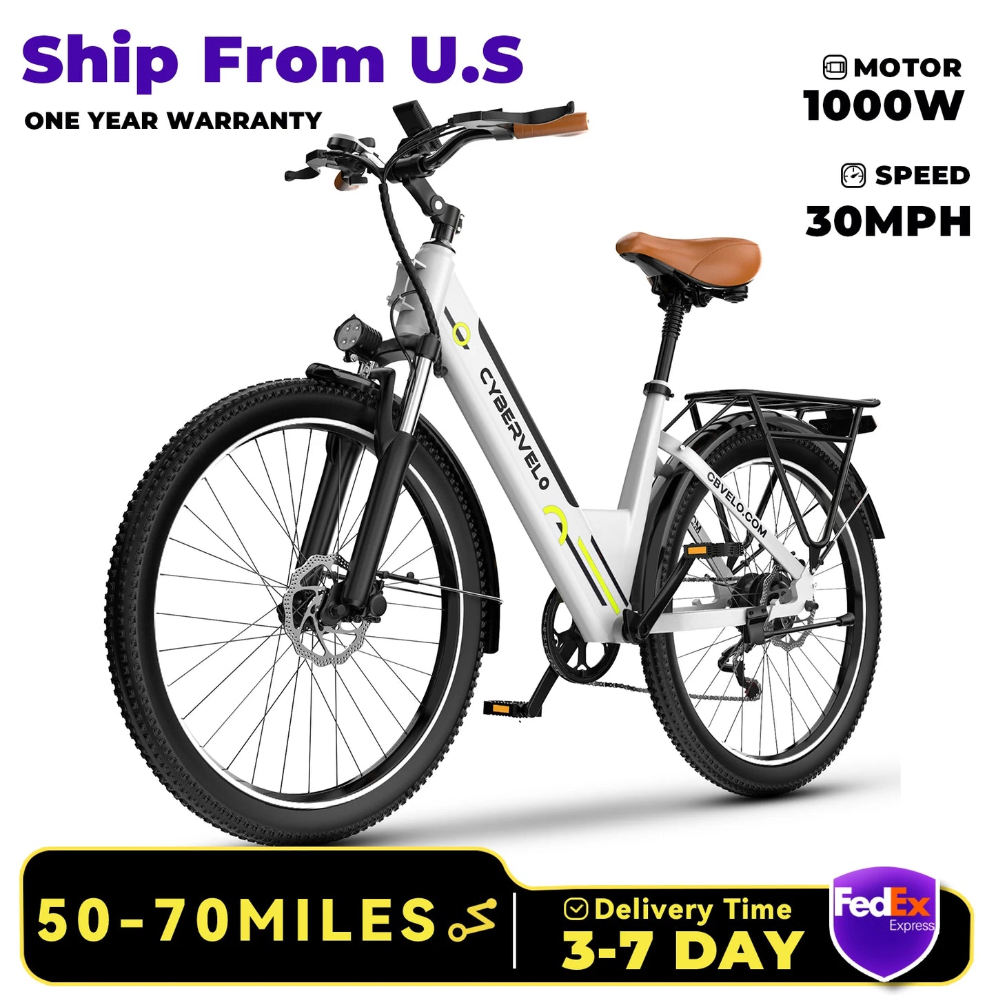 CYBERVELO 1000 Peak E Bike For Adults Removable Battery