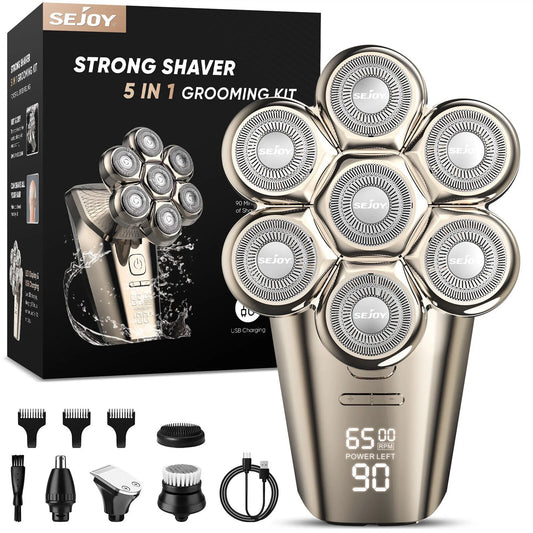 Sejoy 5 In 1 Electric Head Shaver For Men Cordless Razor