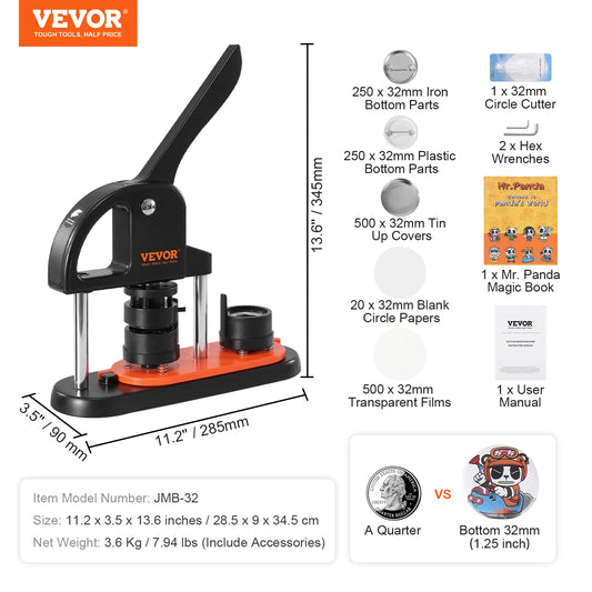 SucceBuy Ergonomic Button Maker Kit with Punch Press Tool