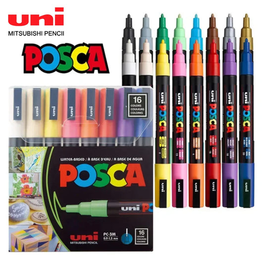 16 Piece POSCA Acrylic Markers Set for Creative Art Projects