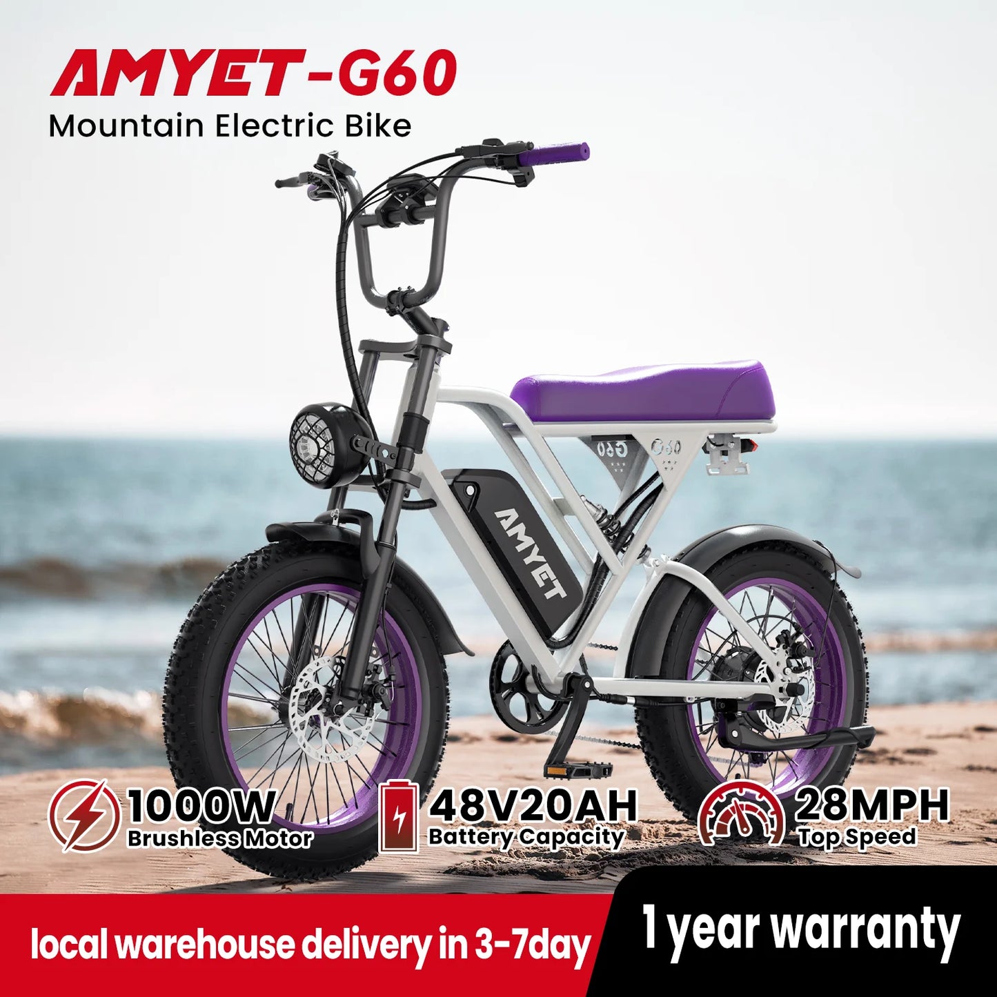 AMYET V9 G60 1000W Electric Mountain Bike 48V 20Ah