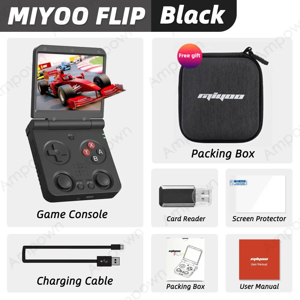 MIYOO Flip V2 Handheld Game Console With Free Storage Bag