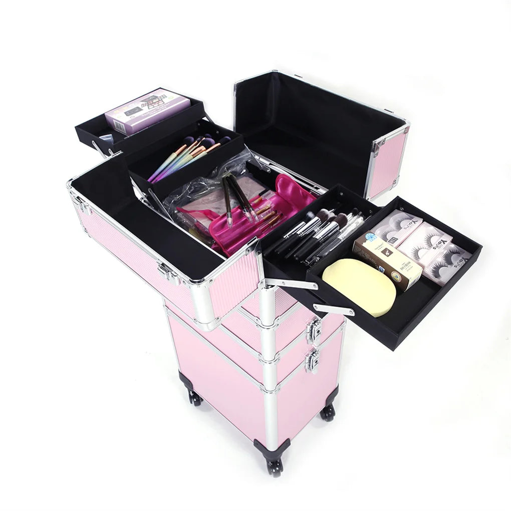 Guangdong Makeup Trolley Case 4 In 1 With Wheels Lock