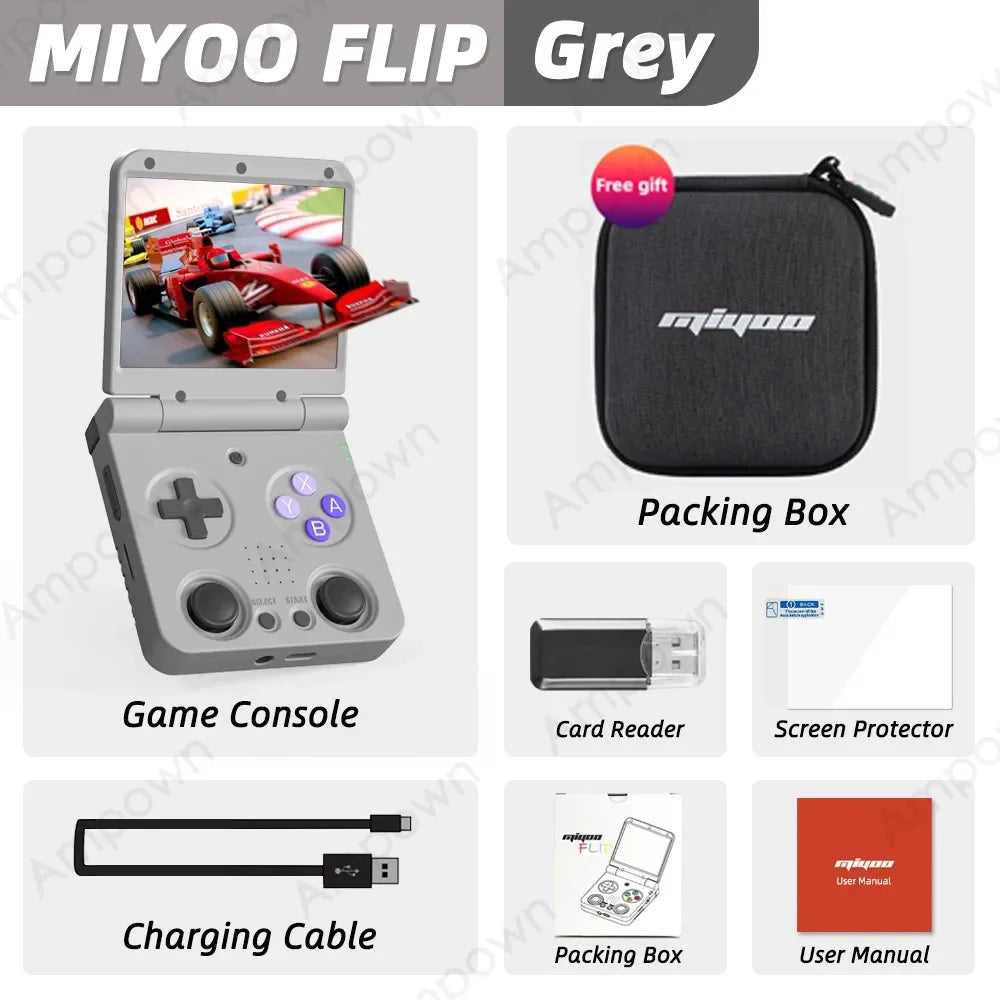 MIYOO Flip V2 Handheld Game Console With Free Storage Bag