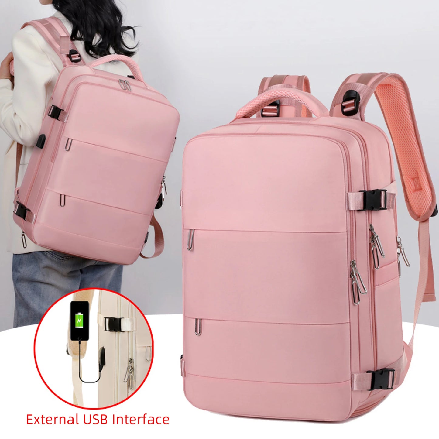 Waterproof Travel Backpack with USB Charging Port for Adventures
