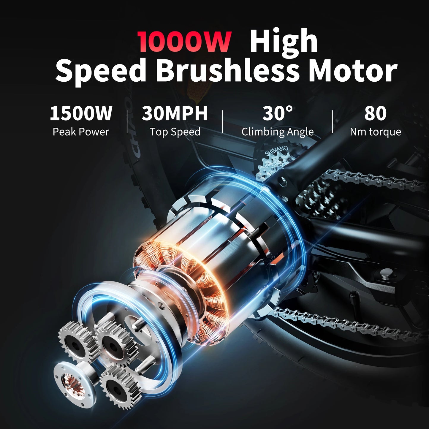 AMYET V9 G60 1000W Electric Mountain Bike 48V 20Ah