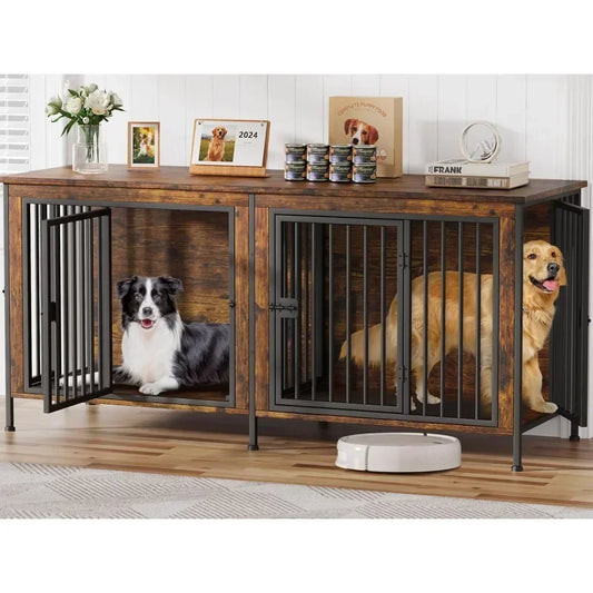 Extra Large Double Dog Crate Furniture for Two Dogs