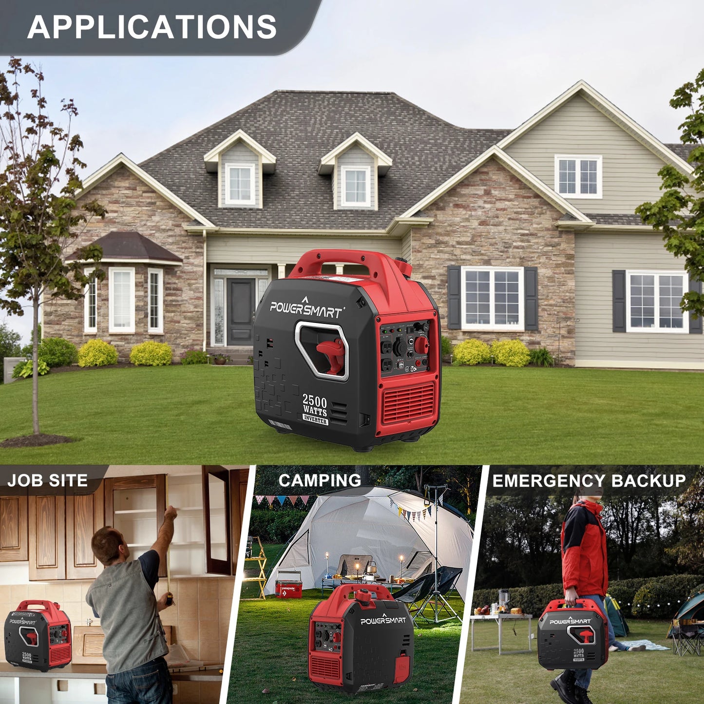 PowerSmart 2500W Portable Inverter Generator Quiet Operation