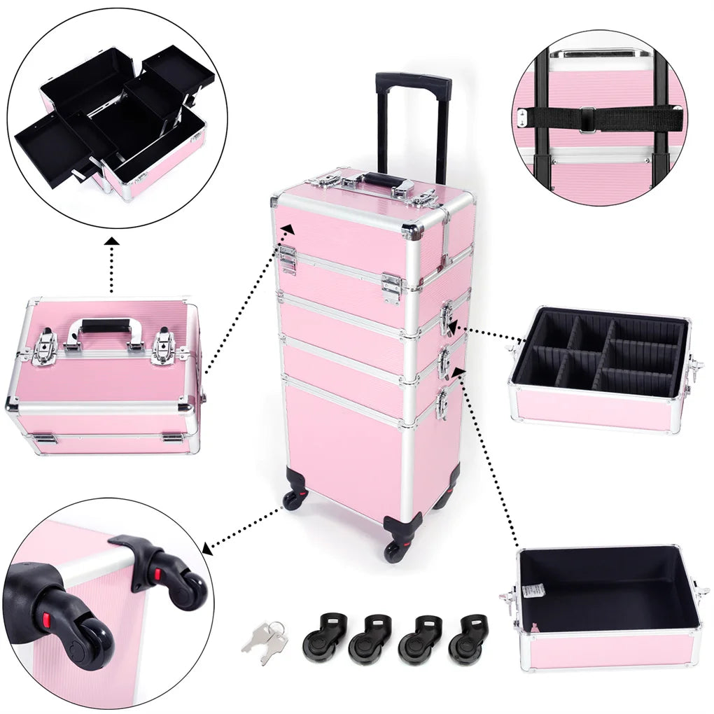 Guangdong Makeup Trolley Case 4 In 1 With Wheels Lock