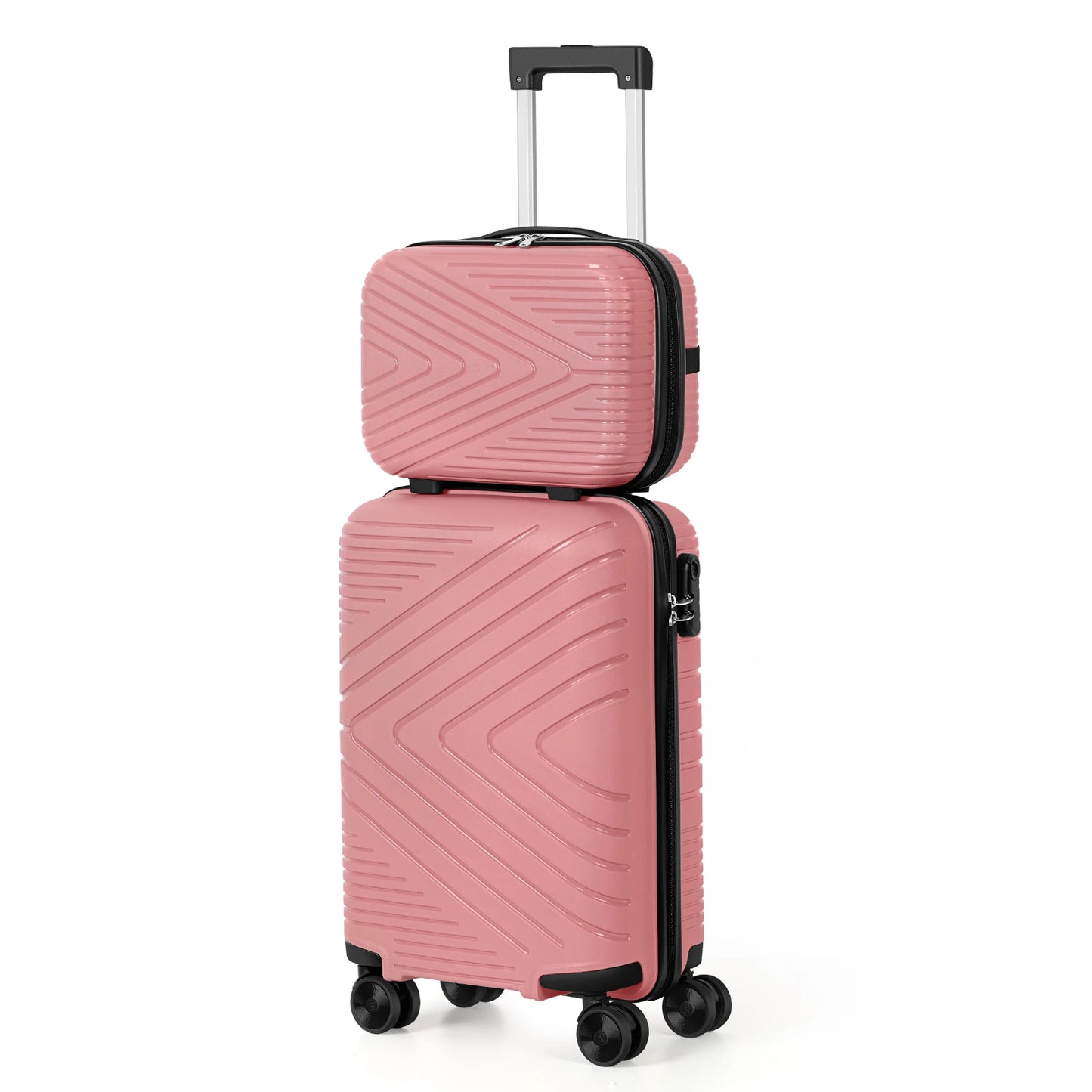 Captaintony 2 Piece Luggage Set with Locking Suitcases