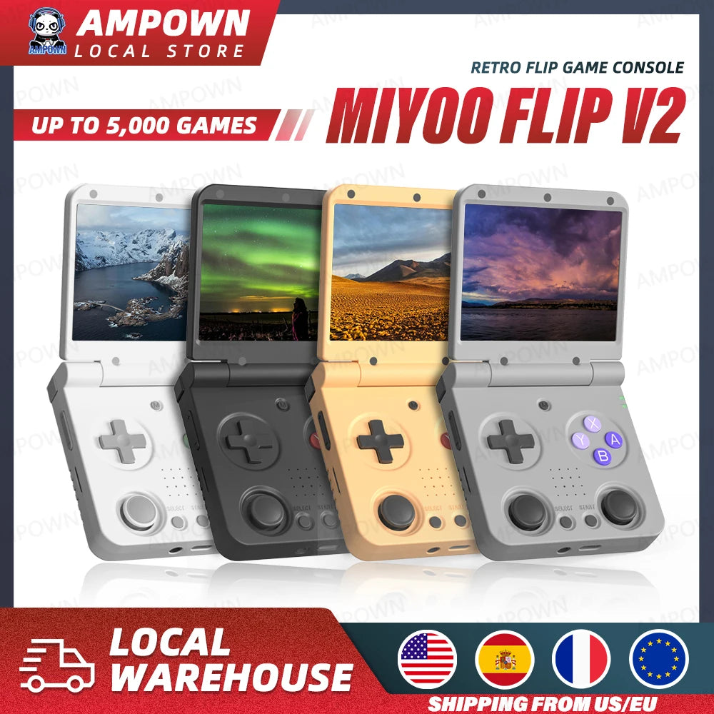 MIYOO Flip V2 Handheld Game Console With Free Storage Bag
